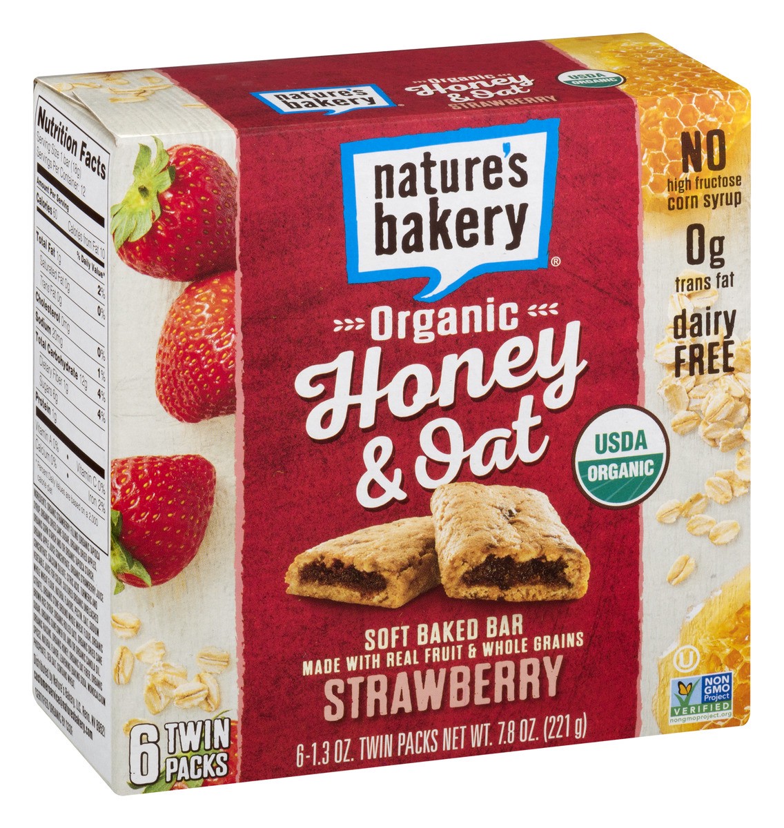 slide 2 of 9, Nature's Bakery Honey & Oat Strawberry Soft Baked Bars, 6 ct; 7.8 oz