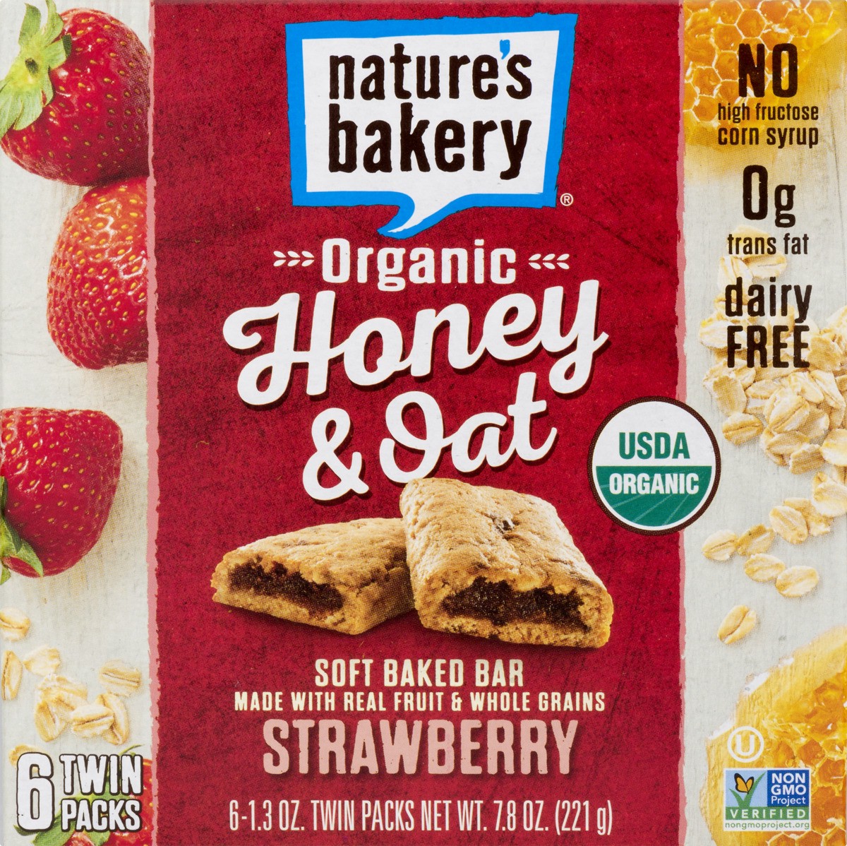 slide 8 of 9, Nature's Bakery Honey & Oat Strawberry Soft Baked Bars, 6 ct; 7.8 oz