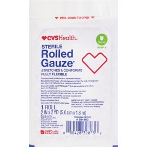 slide 1 of 1, CVS Health Sterile Latex-Free Rolled Gauze 2in X 2yd, 1 ct