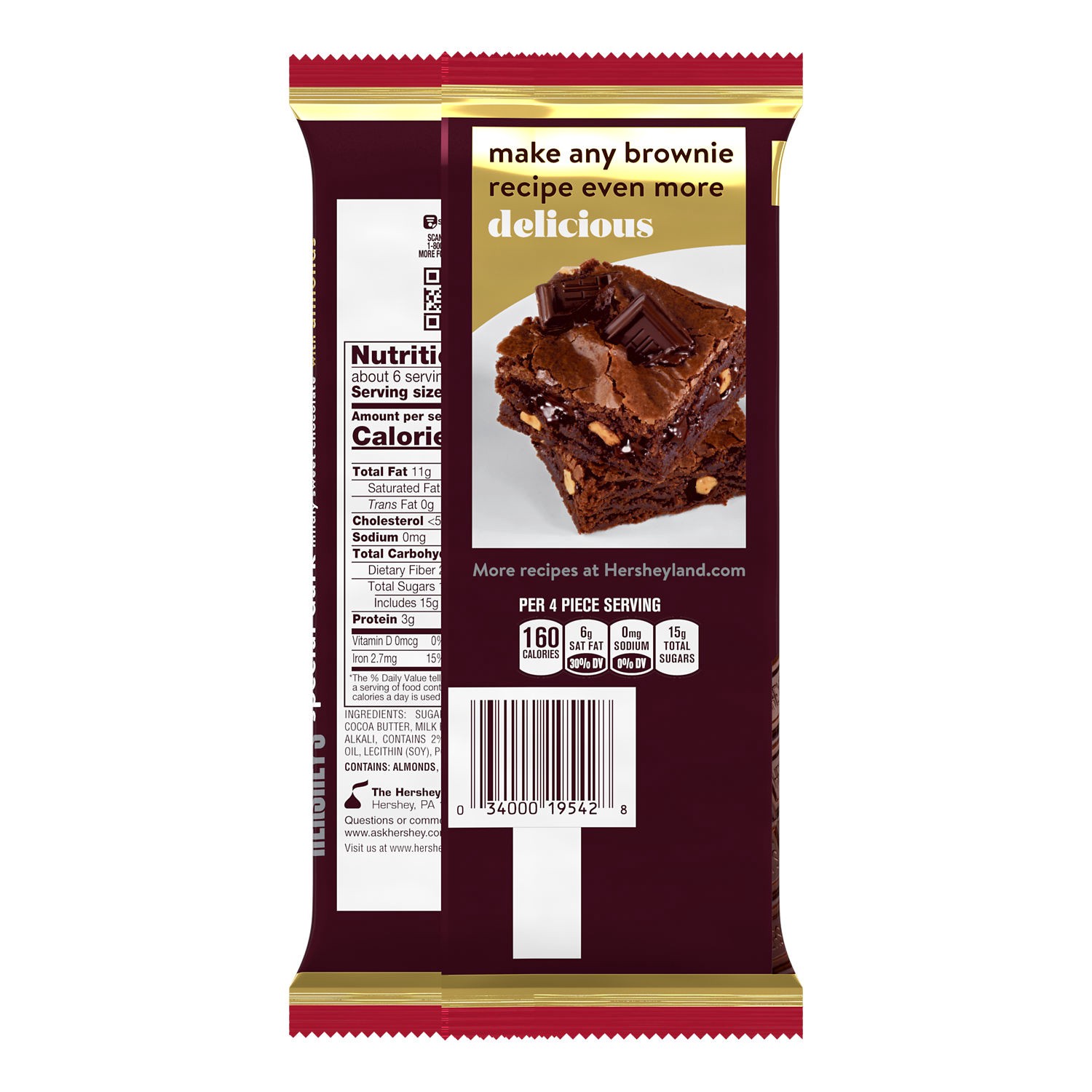 slide 3 of 8, Hershey's Mildly Sweet Special Dark Giant Chocolate with Almonds 7.37 oz, 7.37 oz