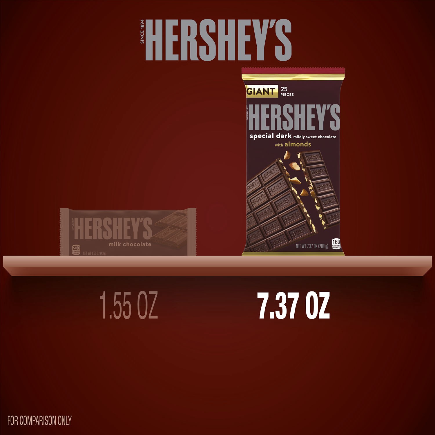 slide 2 of 8, Hershey's Mildly Sweet Special Dark Giant Chocolate with Almonds 7.37 oz, 7.37 oz