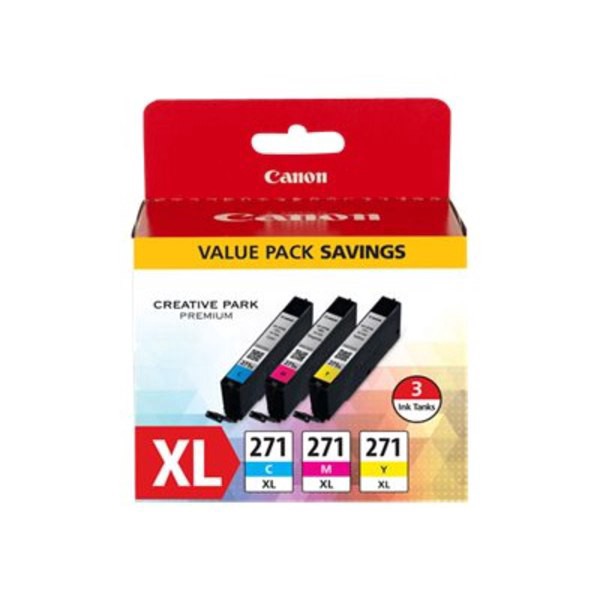 slide 2 of 2, Canon Cli-271Xl High-Yield Cyan/Magenta/Yellow Ink Tanks (0337C005), Pack Of 3, 3 ct