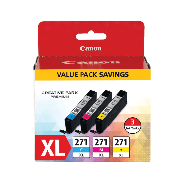 slide 1 of 1, Canon Cli-271Xl High-Yield Cyan/Magenta/Yellow Ink Tanks (0337C005), Pack Of 3, 3 ct