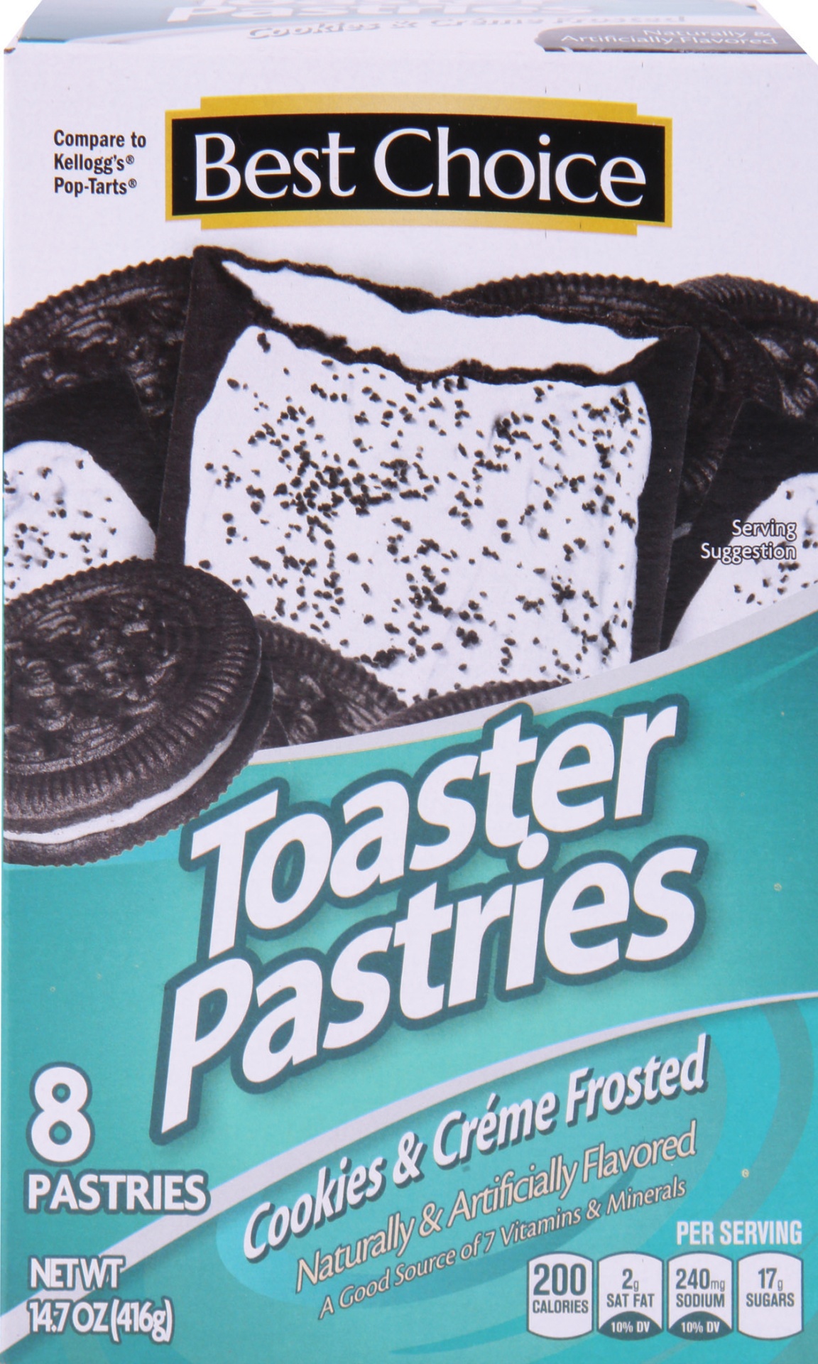 slide 1 of 1, Best Choice Cookies & Creme Frosted Toaster Pastries, 8 ct