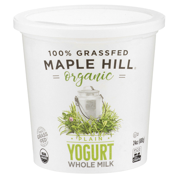 slide 1 of 1, Maple Hill Organic Whole Milk Plain Yogurt, 24 oz