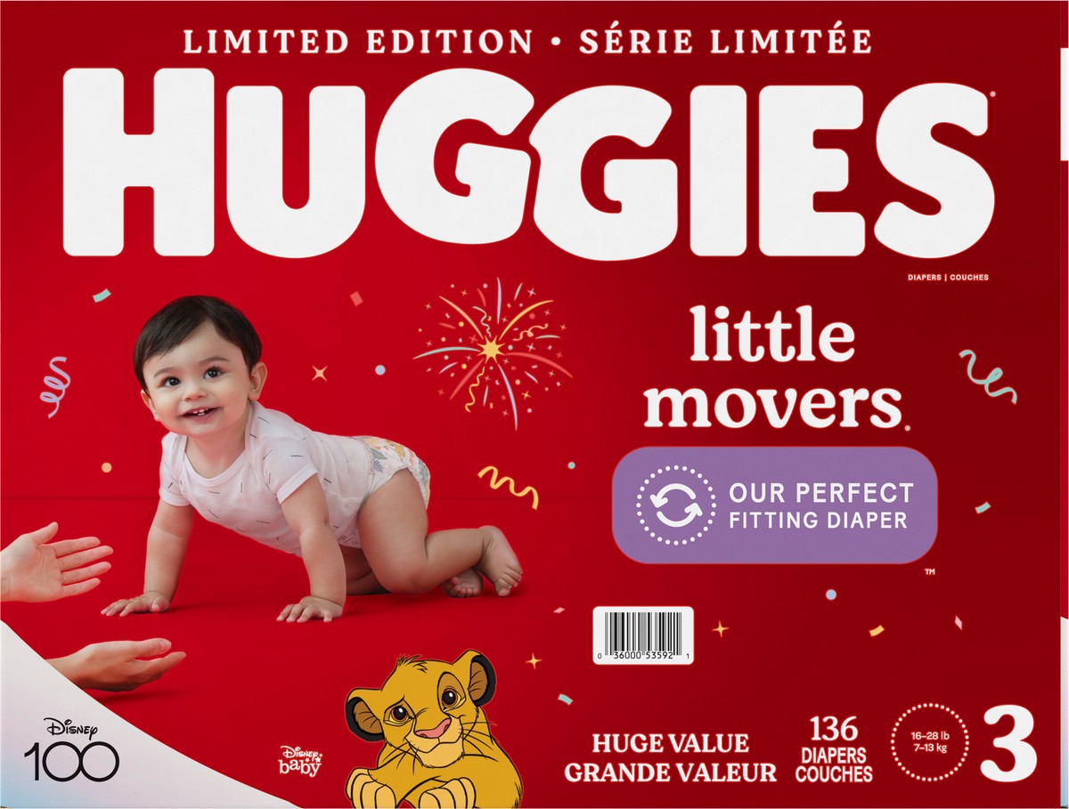 Huggies Little Movers Baby Diapers Size 3 (136 ct)