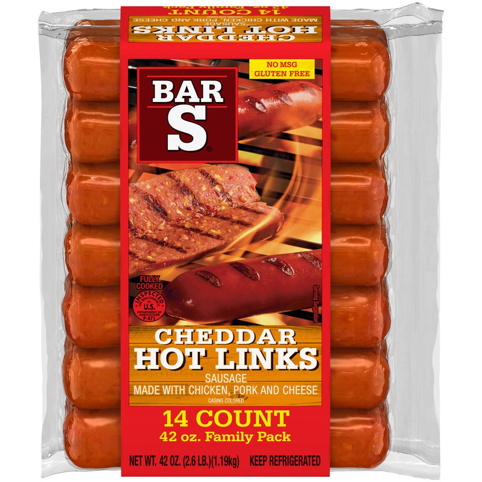 slide 1 of 7, Bar-S Bar S Cheddar Hot Link 42 oz., 42 oz