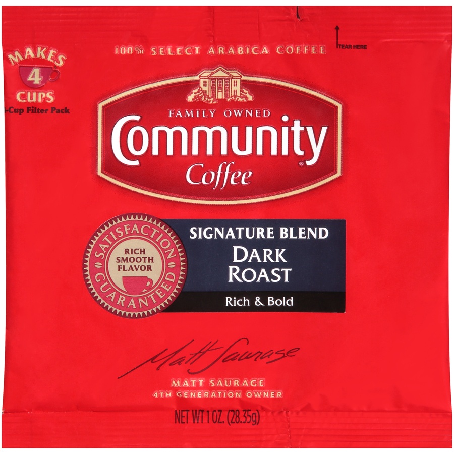 slide 1 of 1, Community Coffee Community Filter Pack Dark, 1 ct