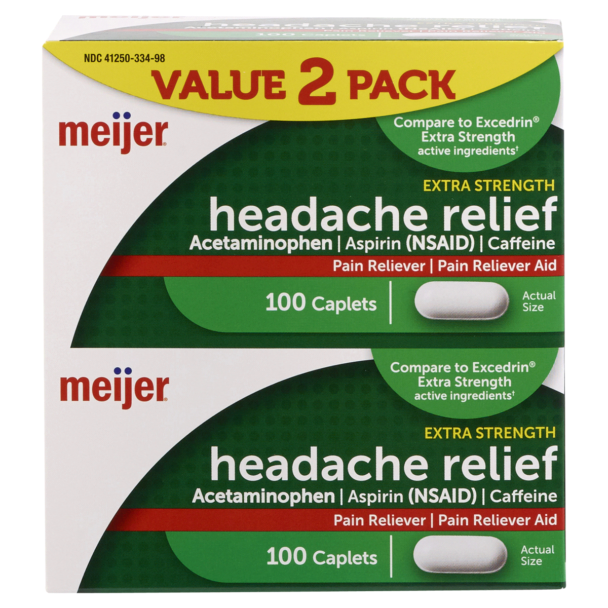 slide 1 of 13, Meijer Headache Relief, 100 ct, 2 ct