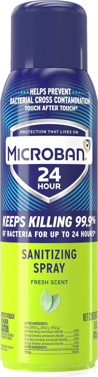 slide 2 of 2, Microban 24 Hour Disinfectant Sanitizing Spray, Fresh Scent, 15 fl oz, 15 fl oz