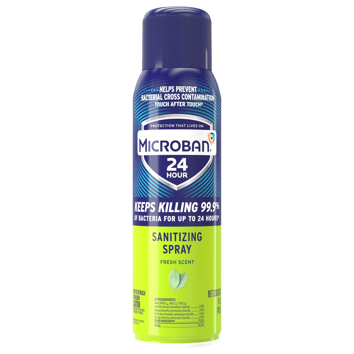 slide 1 of 2, Microban 24 Hour Disinfectant Sanitizing Spray, Fresh Scent, 15 fl oz, 15 fl oz