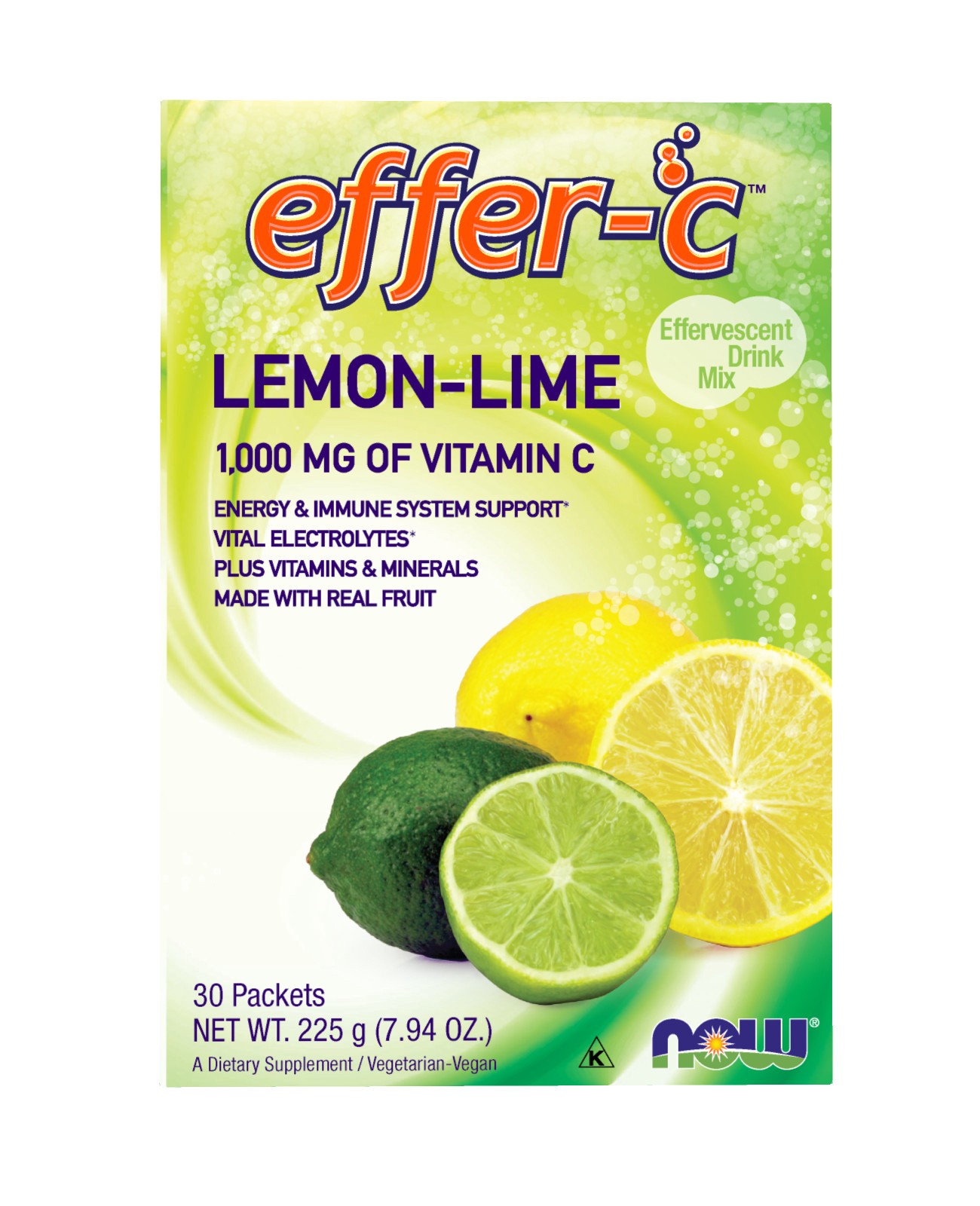 slide 1 of 3, Now Naturals Drink Mix, Effervescent, Lemon-Lime, 30 ct