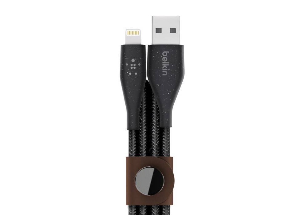 slide 3 of 3, Belkin DuraTek Plus Lightning to USB-A Cable with Strap - Black, 4 ft