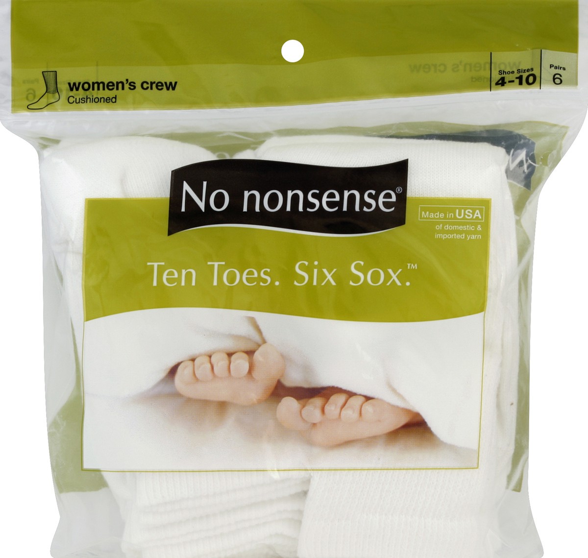 slide 2 of 3, No Nonsense Everyday Comfort Womens Cushioned Crew Socks Size 4-10, 6 ct