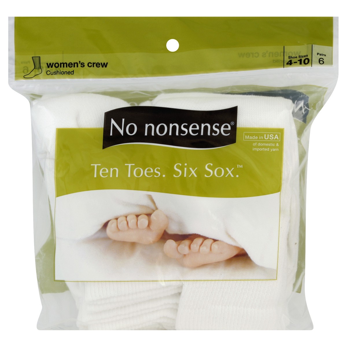 slide 3 of 3, No Nonsense Everyday Comfort Womens Cushioned Crew Socks Size 4-10, 6 ct