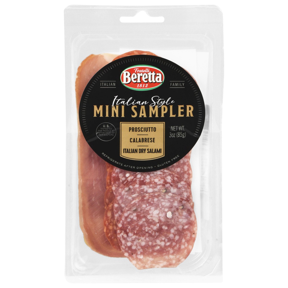 slide 1 of 13, Fratelli Beretta Italian Style Prosciutto, Calabrese, Italian Dry Salami Mini Sampler 3 oz, 3 oz