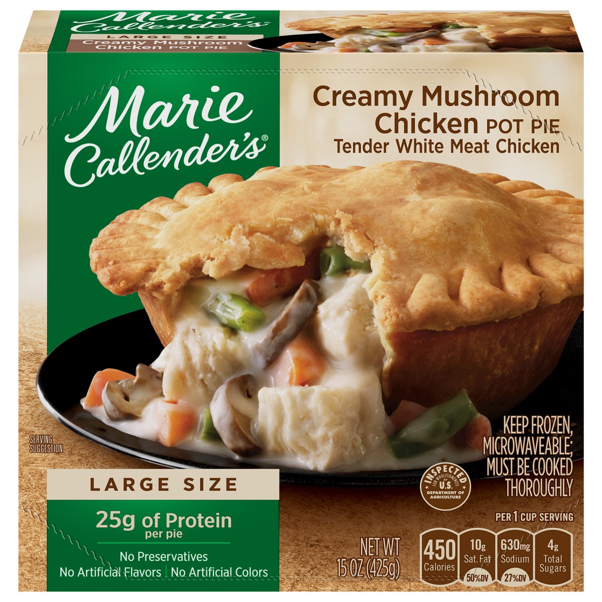 slide 1 of 1, Marie Callender's Creamy Mushroom Chicken Pot Pie Large Size 15 oz, 15 oz