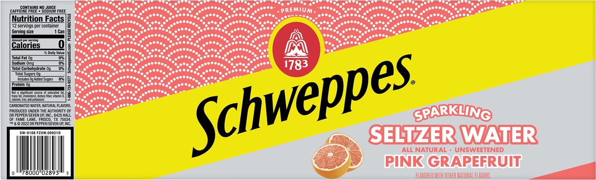 slide 6 of 7, Schweppes Pink Grapefruit Sparkling Seltzer Water- 12 ct, 12 ct