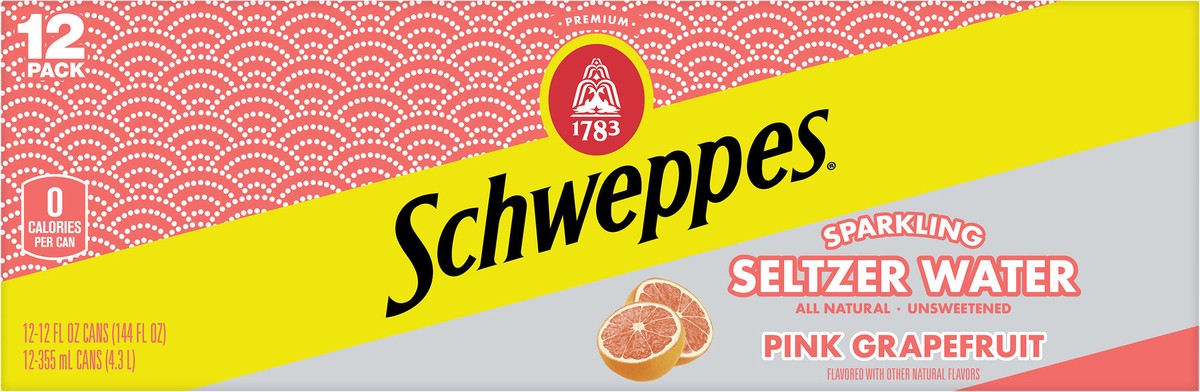 slide 7 of 7, Schweppes Pink Grapefruit Sparkling Seltzer Water- 12 ct, 12 ct