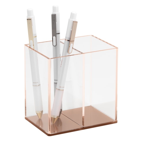 slide 1 of 3, Realspace Acrylic Pencil Cup, Clear/Rose Gold, 1 ct