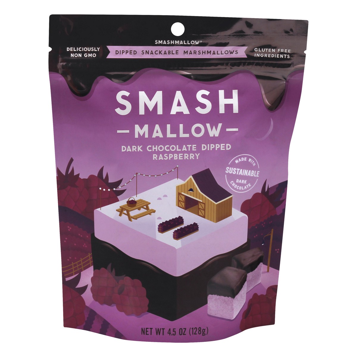 slide 1 of 12, SmashMallow Dark Chocolate Dipped Raspberry Snackable Marshmallows 4.5 oz, 4.5 oz