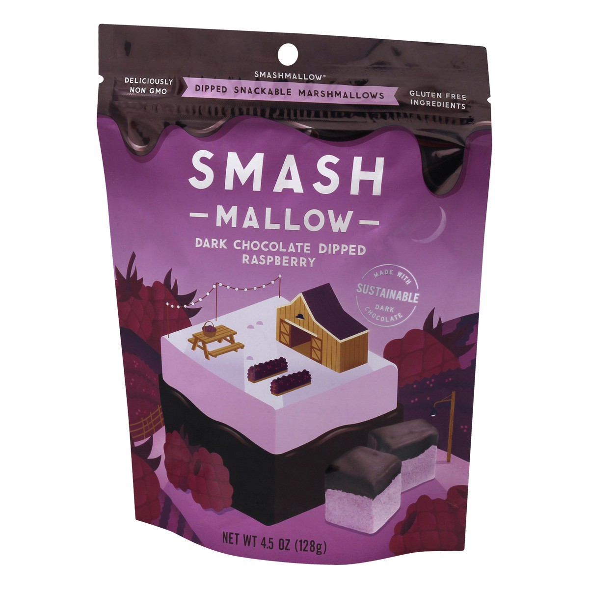 slide 4 of 12, SmashMallow Dark Chocolate Dipped Raspberry Snackable Marshmallows 4.5 oz, 4.5 oz