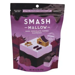 SmashMallow Dark Chocolate Dipped Raspberry Snackable Marshmallows 4.5 oz