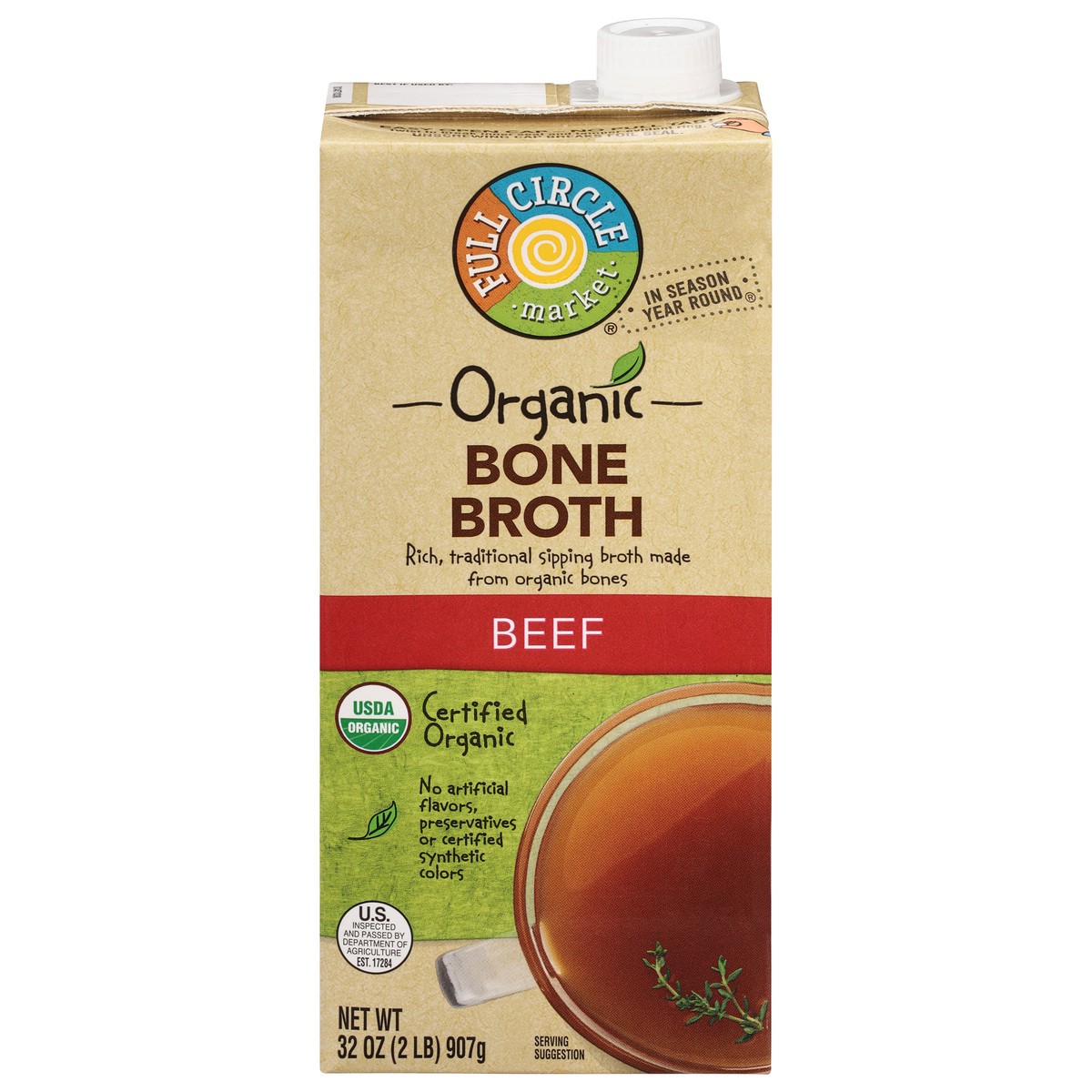 slide 1 of 11, Full Circle Market Organic Beef Bone Broth 32 oz, 32 oz