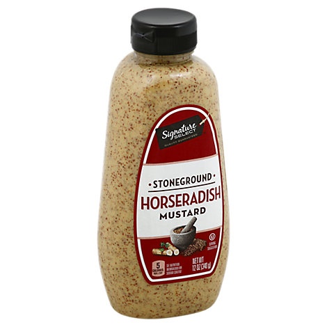 slide 1 of 1, Signature Select Mustard Horseradish Stone Ground Bottle, 12 oz