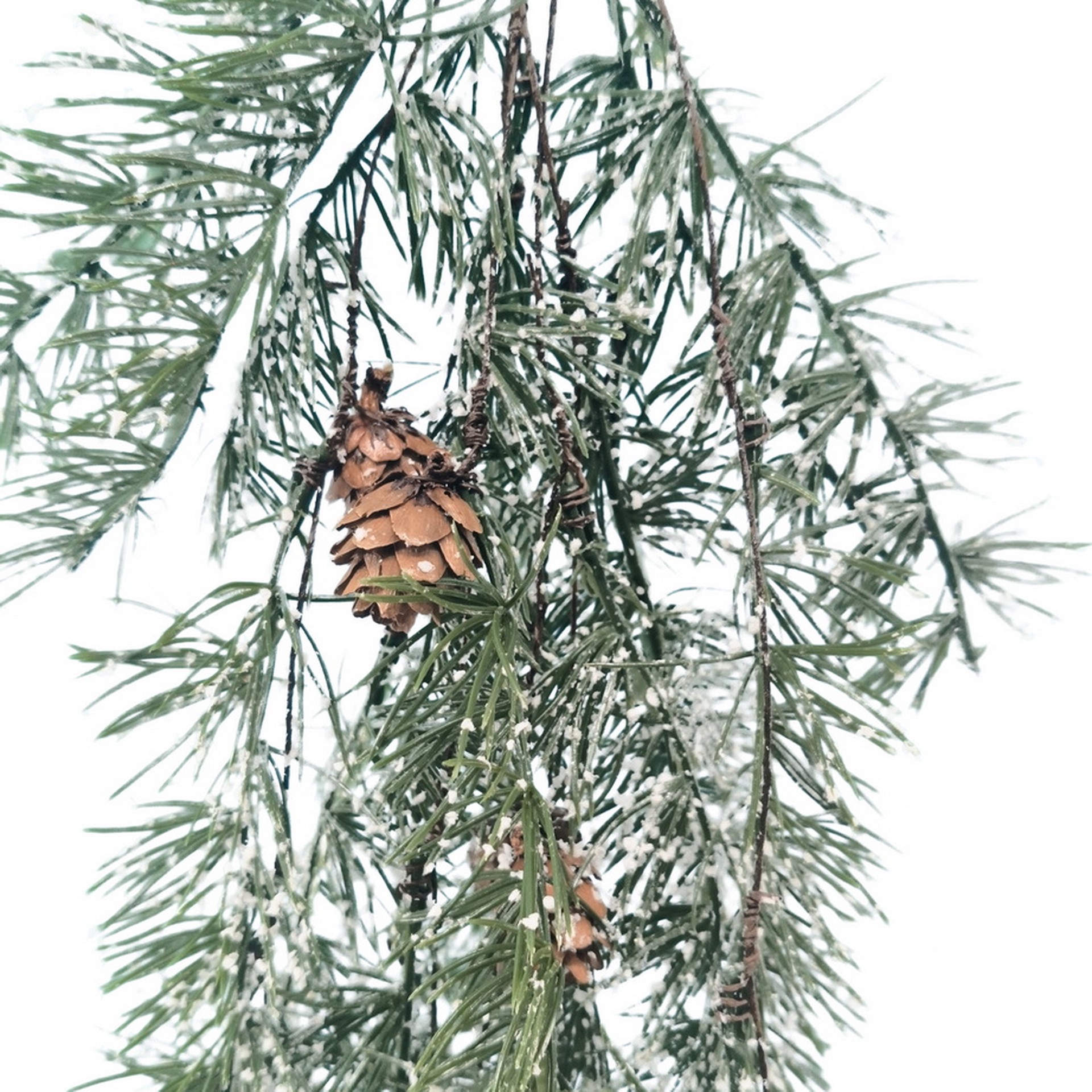 slide 3 of 3, 39" Hanging Snowy Greenery & Pinecone Stem By Ashland, 39 in