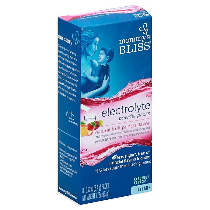 slide 1 of 1, Mommy's Bliss Electrolyte Powder Fruit Punch, 8 ct