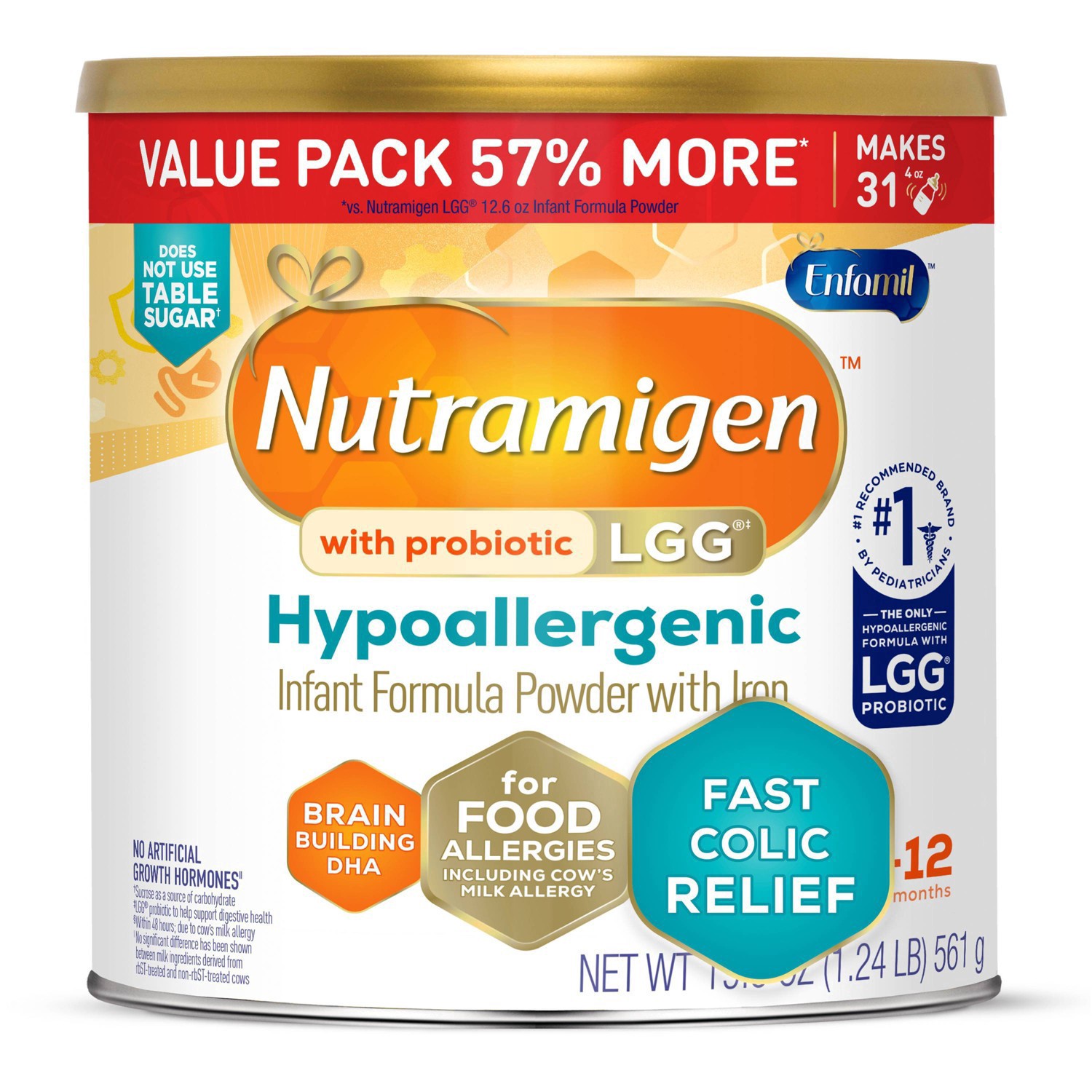 slide 5 of 62, Nutramigen Enfamil Nutramigen Infant Formula, Hypoallergenic and Lactose Free Formula with Enflora LGG, Fast Relief from Severe Crying and Colic, Powder Can, 19.8 Oz, 19.8 oz