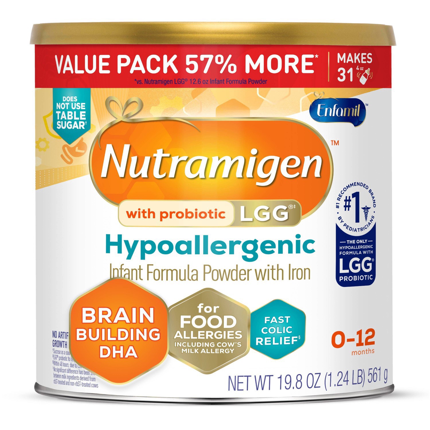 slide 56 of 62, Nutramigen Enfamil Nutramigen Infant Formula, Hypoallergenic and Lactose Free Formula with Enflora LGG, Fast Relief from Severe Crying and Colic, Powder Can, 19.8 Oz, 19.8 oz