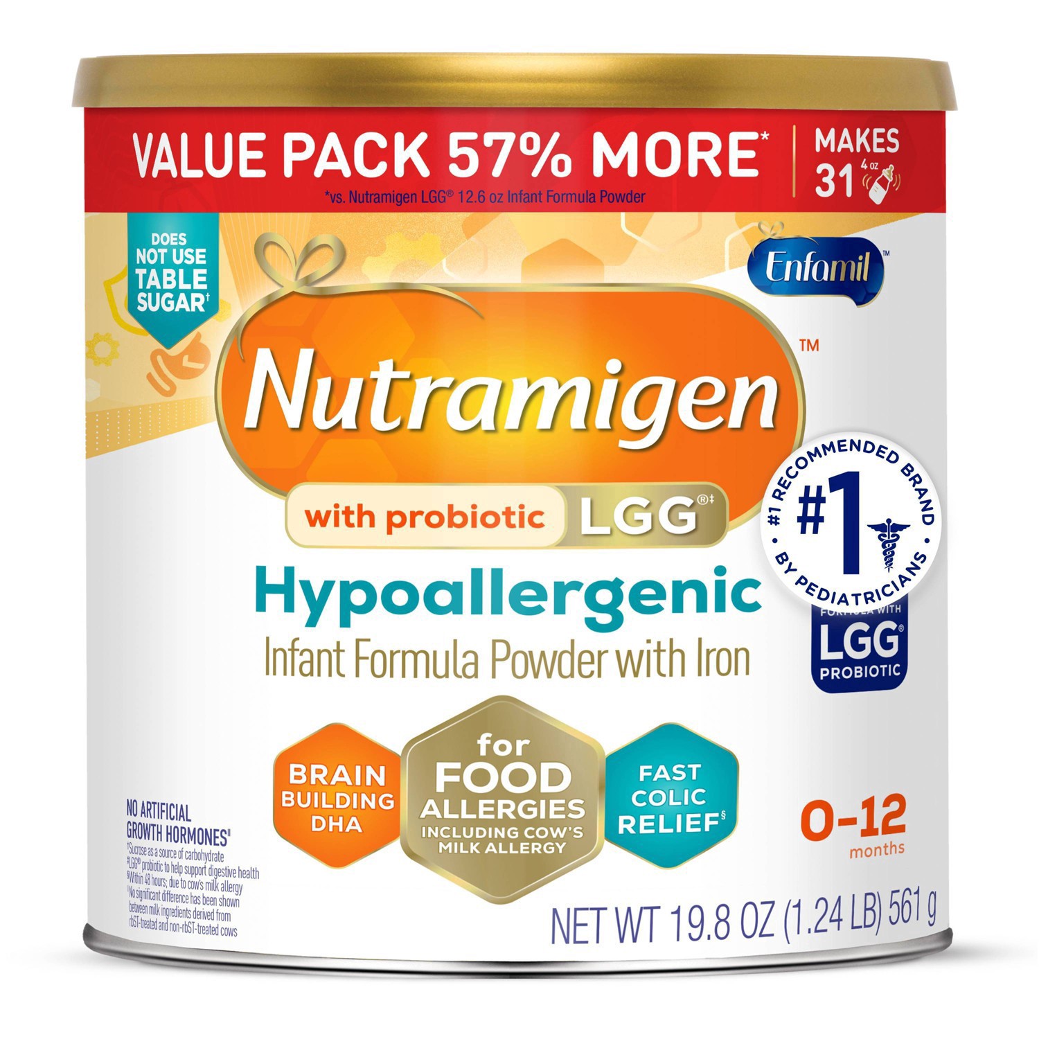 slide 53 of 62, Nutramigen Enfamil Nutramigen Infant Formula, Hypoallergenic and Lactose Free Formula with Enflora LGG, Fast Relief from Severe Crying and Colic, Powder Can, 19.8 Oz, 19.8 oz