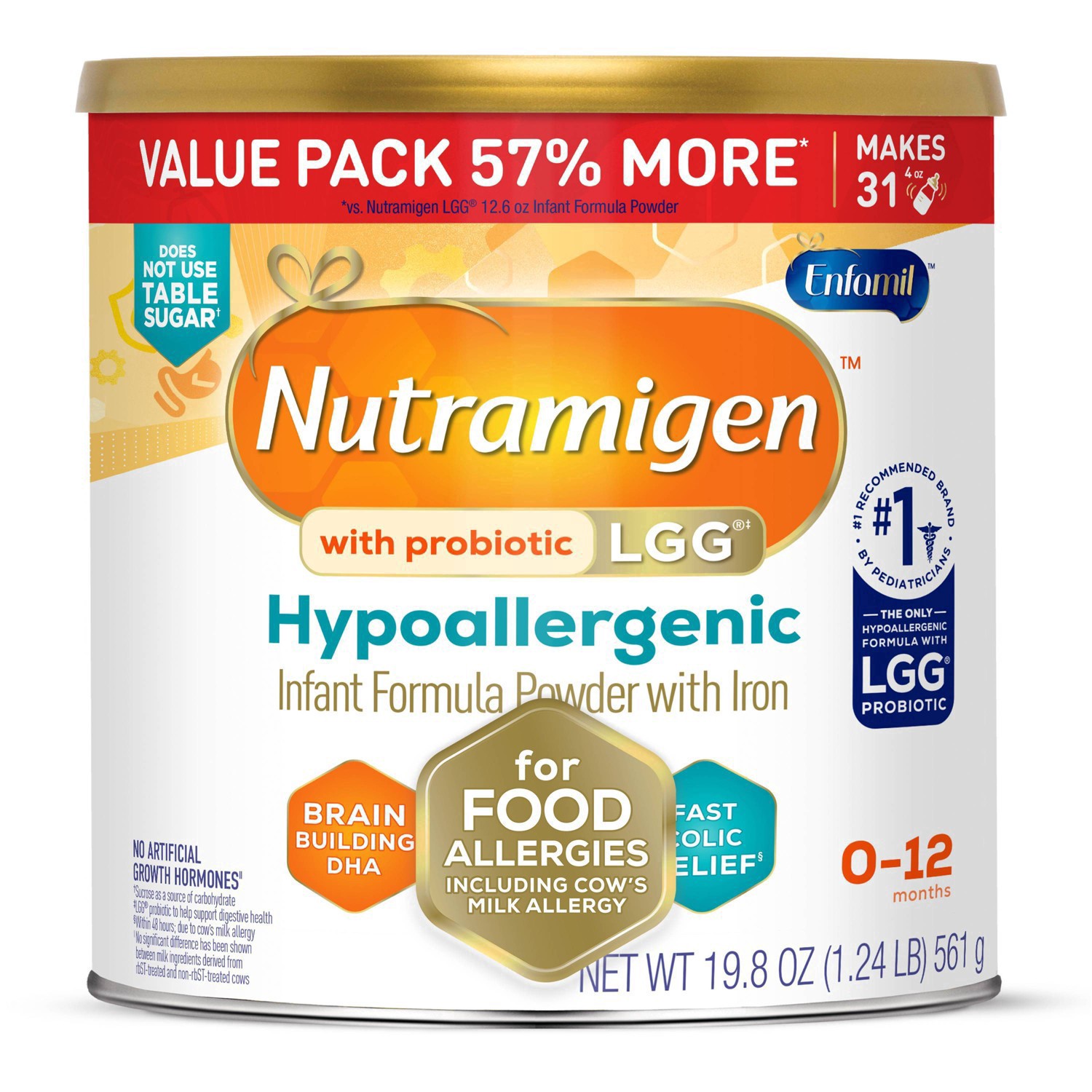 slide 25 of 62, Nutramigen Enfamil Nutramigen Infant Formula, Hypoallergenic and Lactose Free Formula with Enflora LGG, Fast Relief from Severe Crying and Colic, Powder Can, 19.8 Oz, 19.8 oz