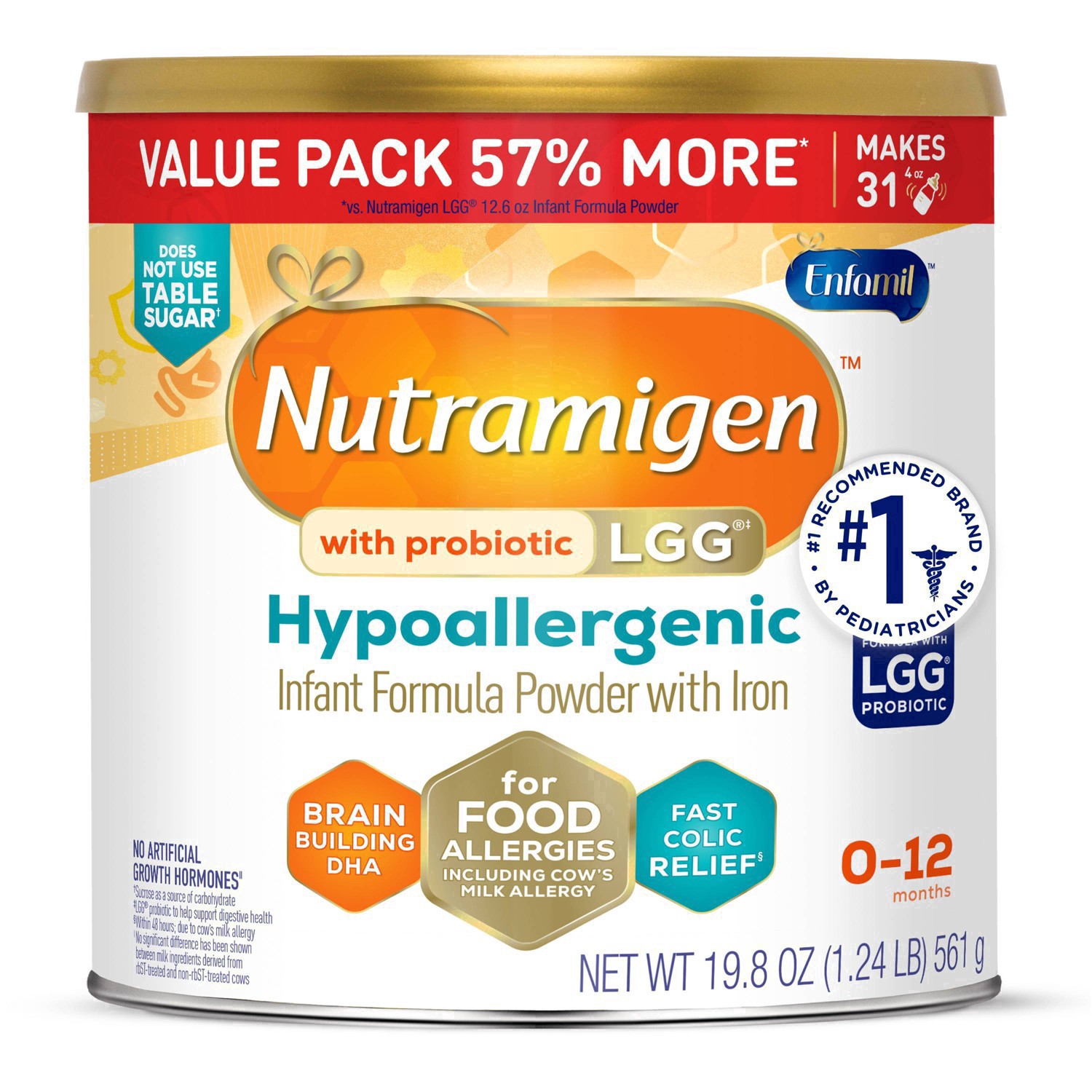 slide 58 of 62, Nutramigen Enfamil Nutramigen Infant Formula, Hypoallergenic and Lactose Free Formula with Enflora LGG, Fast Relief from Severe Crying and Colic, Powder Can, 19.8 Oz, 19.8 oz