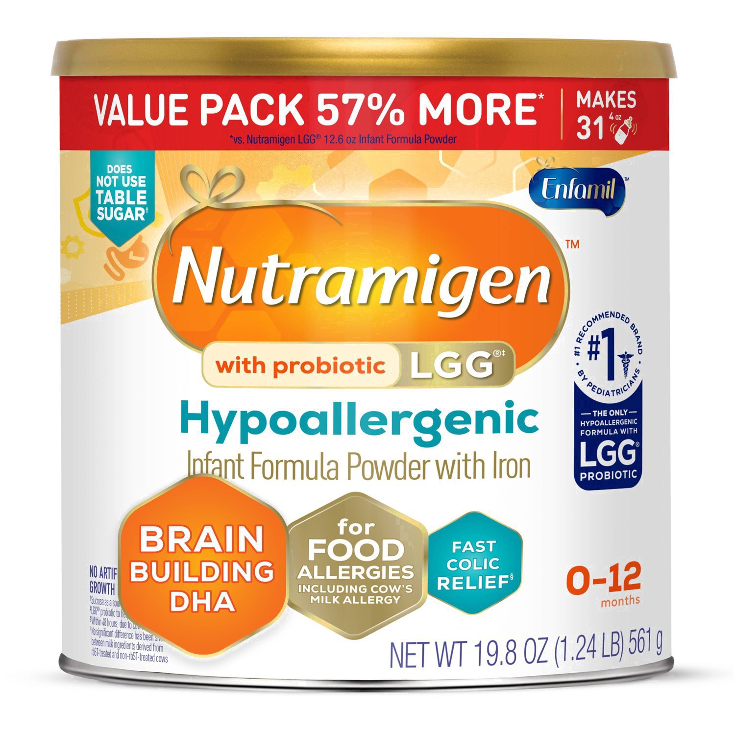 slide 27 of 62, Nutramigen Enfamil Nutramigen Infant Formula, Hypoallergenic and Lactose Free Formula with Enflora LGG, Fast Relief from Severe Crying and Colic, Powder Can, 19.8 Oz, 19.8 oz