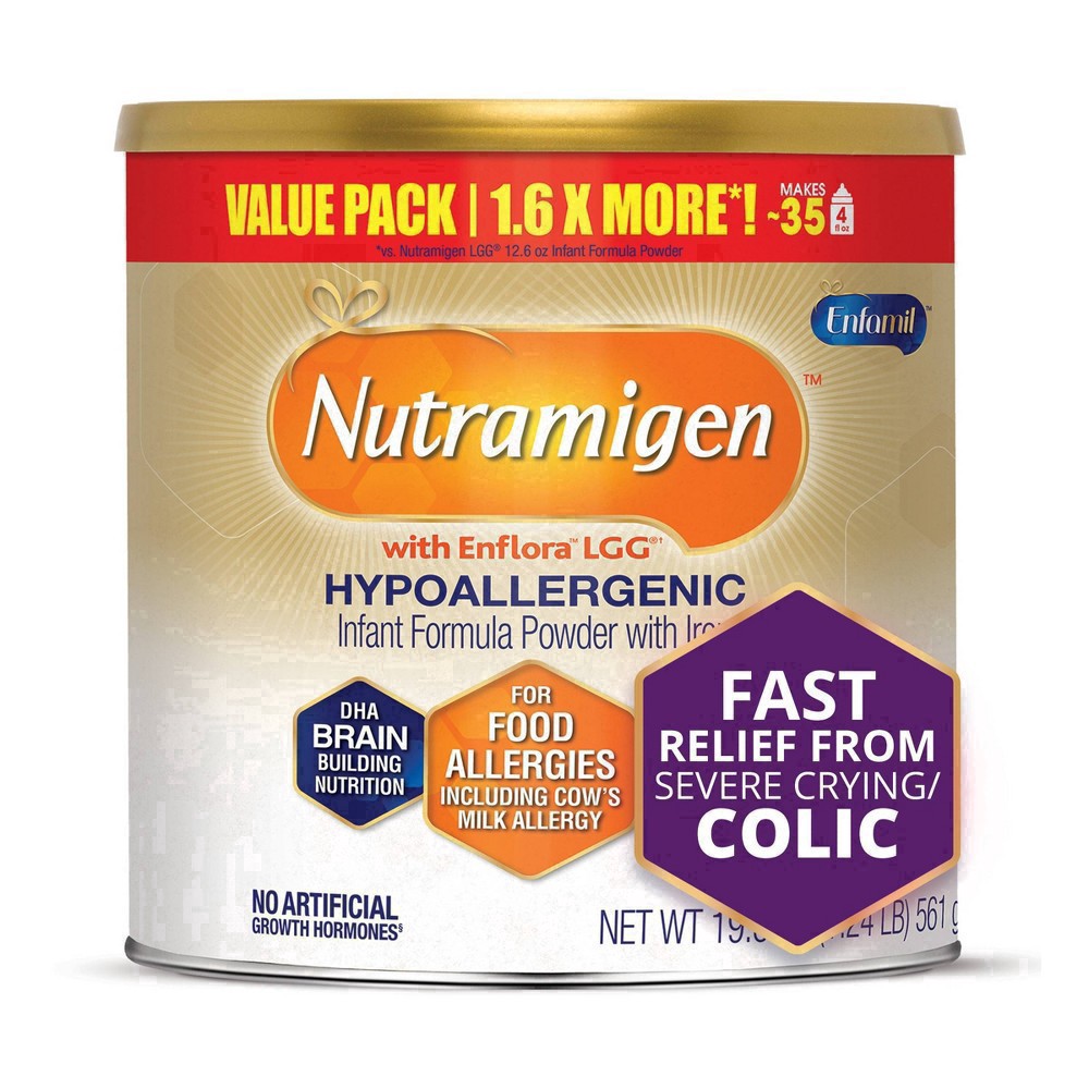 slide 9 of 62, Nutramigen Enfamil Nutramigen Infant Formula, Hypoallergenic and Lactose Free Formula with Enflora LGG, Fast Relief from Severe Crying and Colic, Powder Can, 19.8 Oz, 19.8 oz