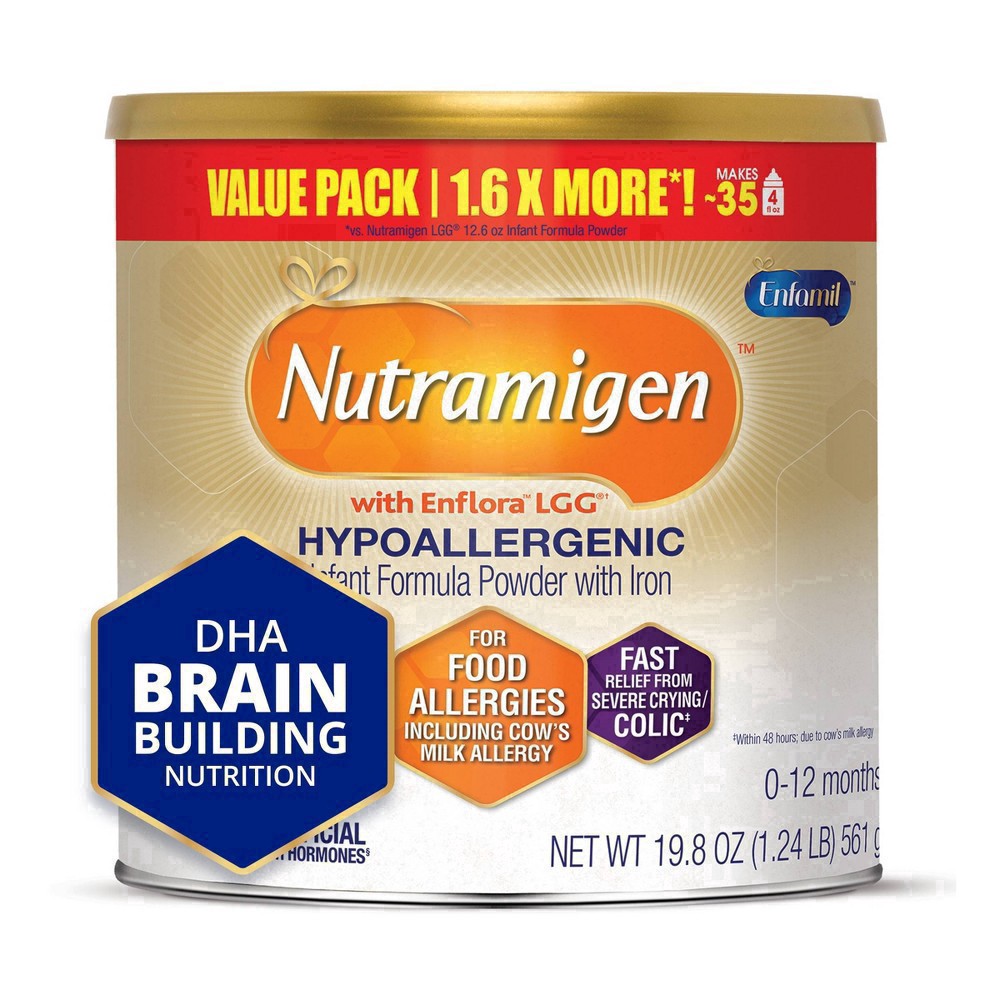 slide 3 of 62, Nutramigen Enfamil Nutramigen Infant Formula, Hypoallergenic and Lactose Free Formula with Enflora LGG, Fast Relief from Severe Crying and Colic, Powder Can, 19.8 Oz, 19.8 oz