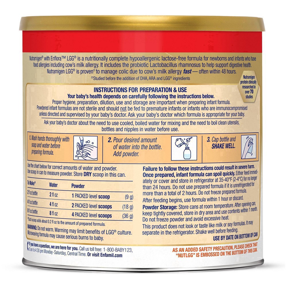 slide 8 of 62, Nutramigen Enfamil Nutramigen Infant Formula, Hypoallergenic and Lactose Free Formula with Enflora LGG, Fast Relief from Severe Crying and Colic, Powder Can, 19.8 Oz, 19.8 oz