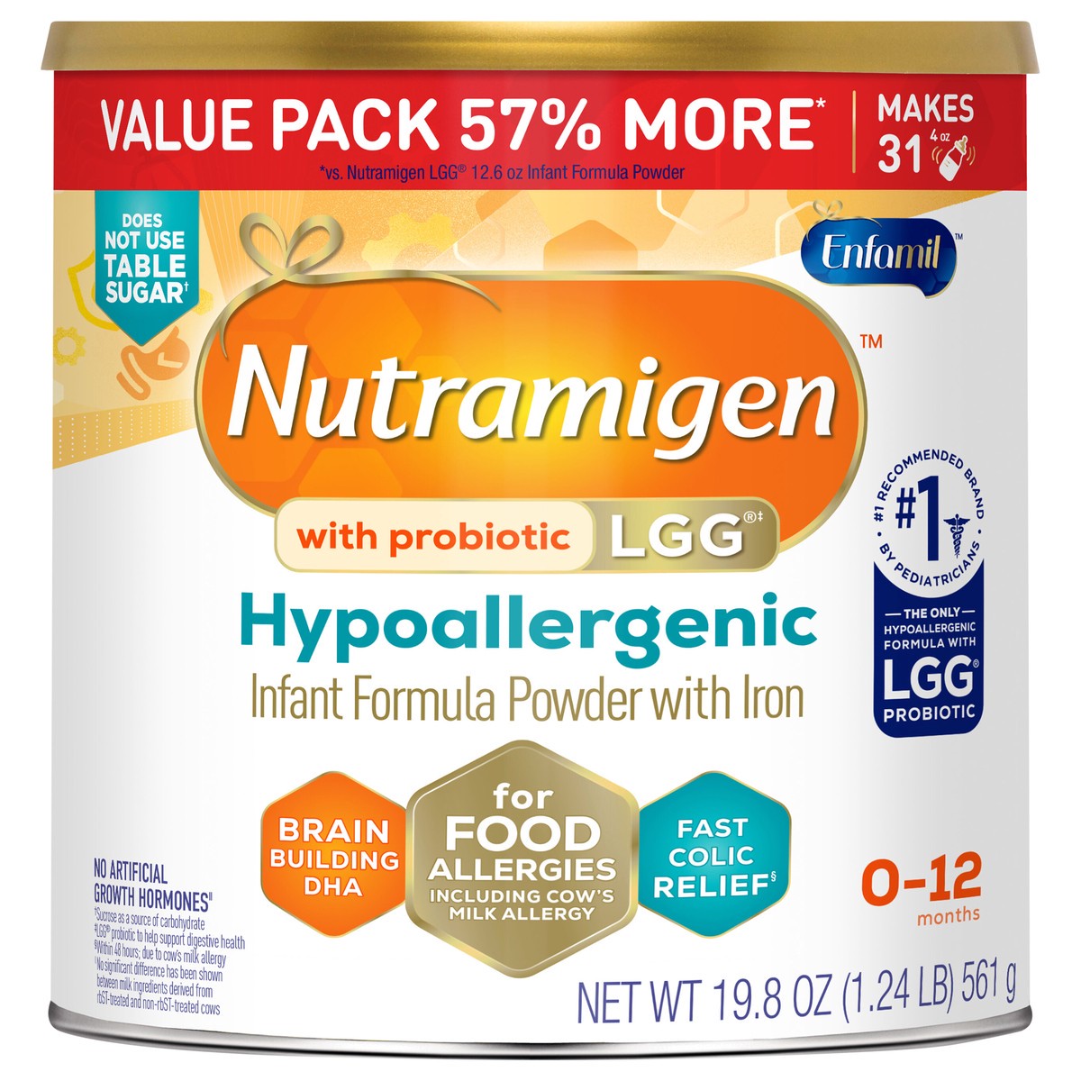 slide 1 of 62, Nutramigen Enfamil Nutramigen Infant Formula, Hypoallergenic and Lactose Free Formula with Enflora LGG, Fast Relief from Severe Crying and Colic, Powder Can, 19.8 Oz, 19.8 oz