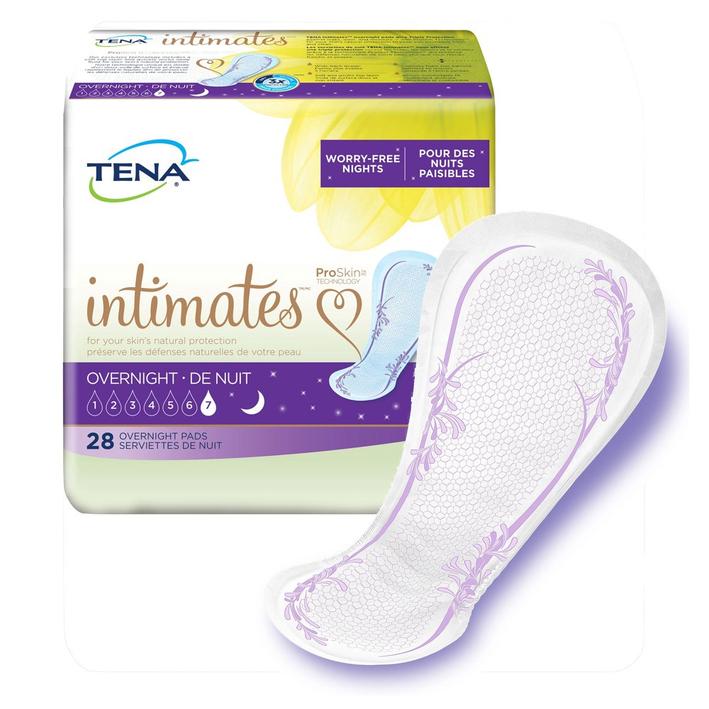 slide 2 of 5, Tena Sensitive Care Overnight Absorbency Incontinence/Bladder Control Pad with Lie Down Protection, 28 Count, 28 ct