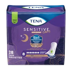 Tena Women's Overnight Absorbency Incontinence Pads for Bladder Control & Postpartum - Sensitive Care, 28 Count