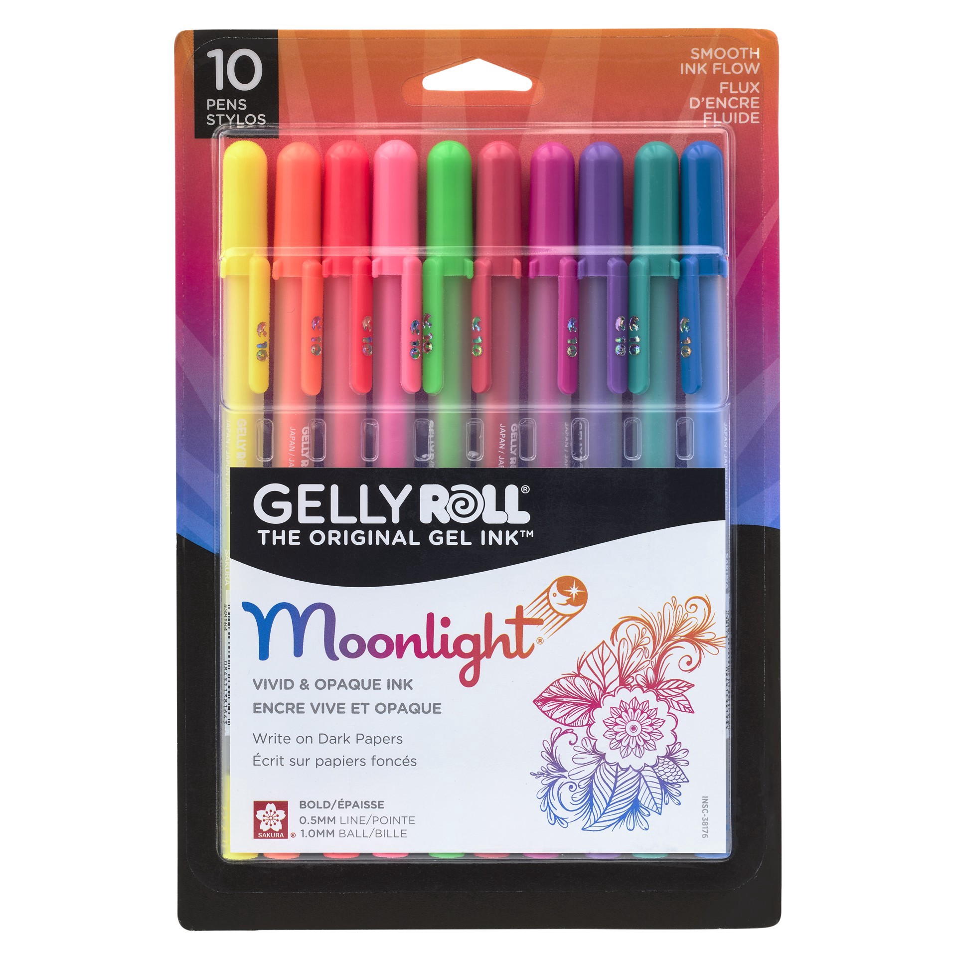 slide 2 of 3, Sakura Gelly Roll Moonlight 10 Bold Point Gel Pen 10 Color Set, 1mm