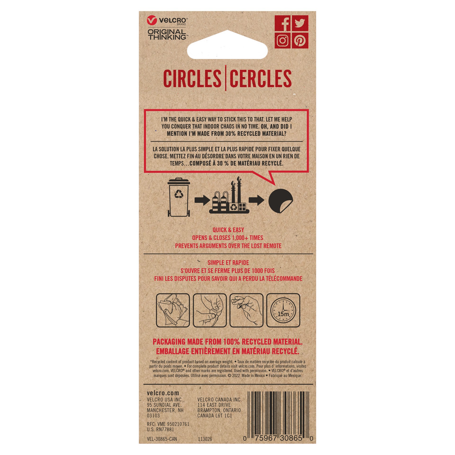 slide 6 of 6, Velcro Brand Black Stick 'em Circles, 3/4 in