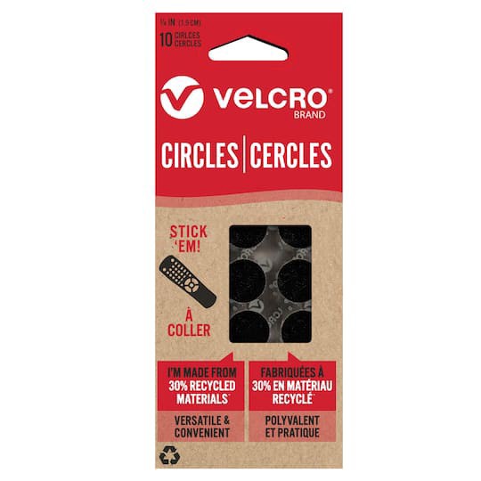 slide 1 of 6, Velcro Brand Black Stick 'em Circles, 3/4 in