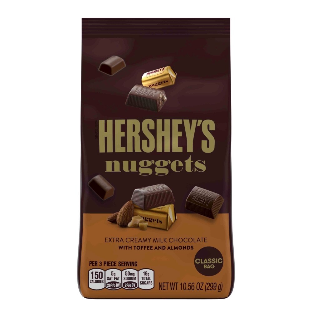 slide 1 of 5, Hershey's Nuggets Milk Chocolate With Toffee Almonds, 10.56 oz