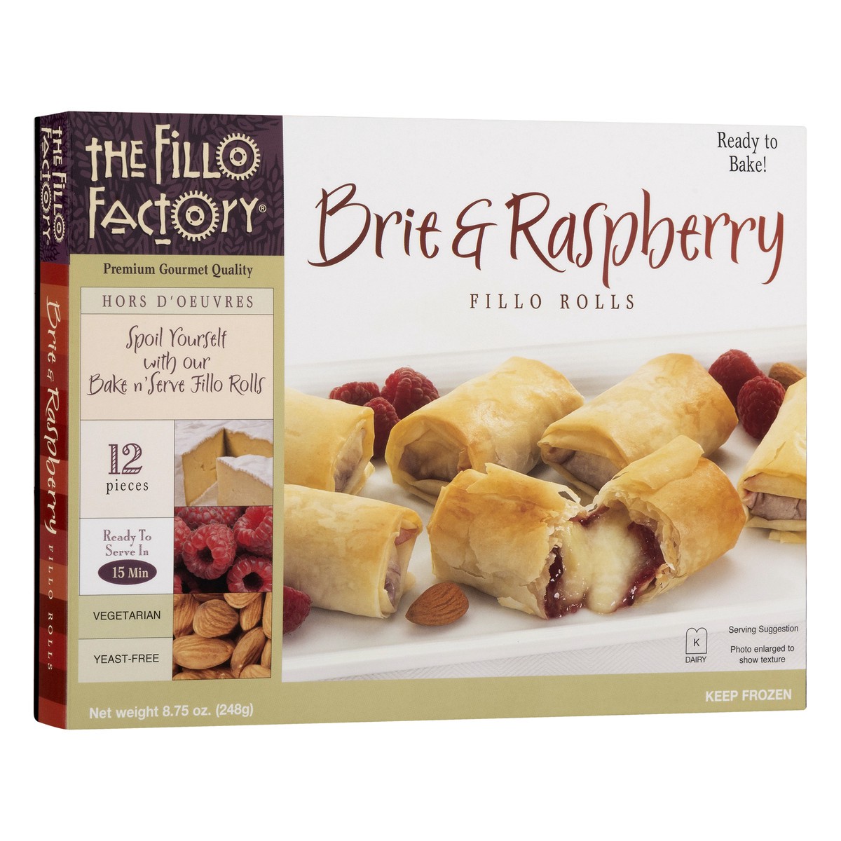 slide 3 of 11, The Fillo Factory Fillo Rolls, Brie & Raspberry, 8.75 oz