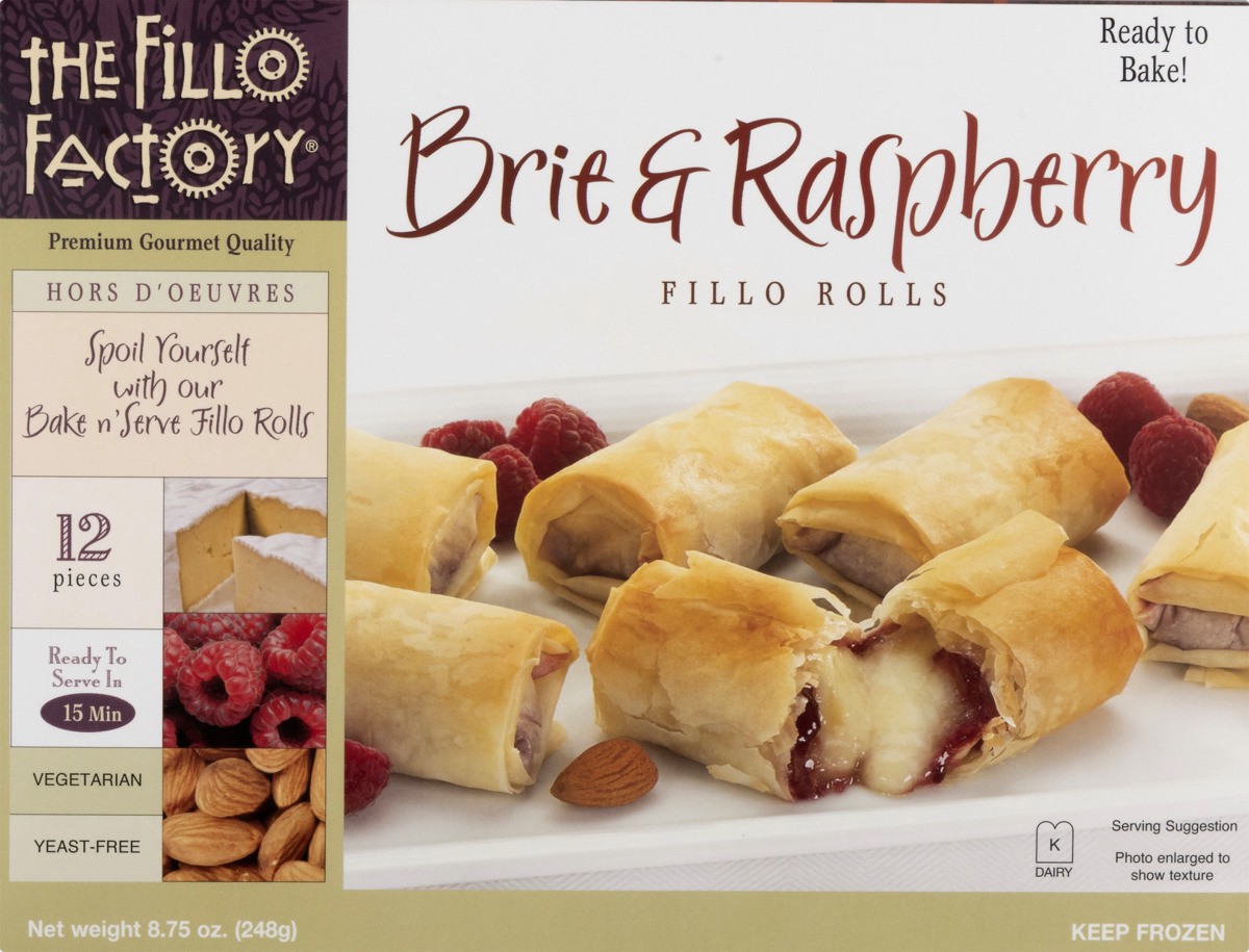 slide 6 of 11, The Fillo Factory Fillo Rolls, Brie & Raspberry, 8.75 oz