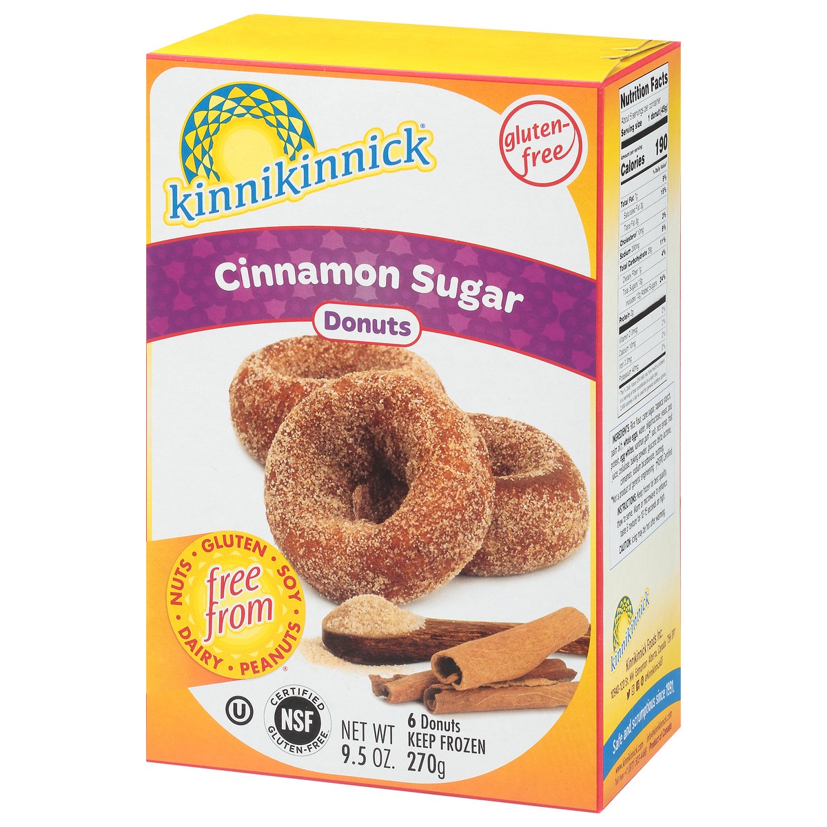 slide 6 of 9, Kinnikinnick Foods Kinnikinnick Cinnamon Sugar Donuts, 9.5 oz